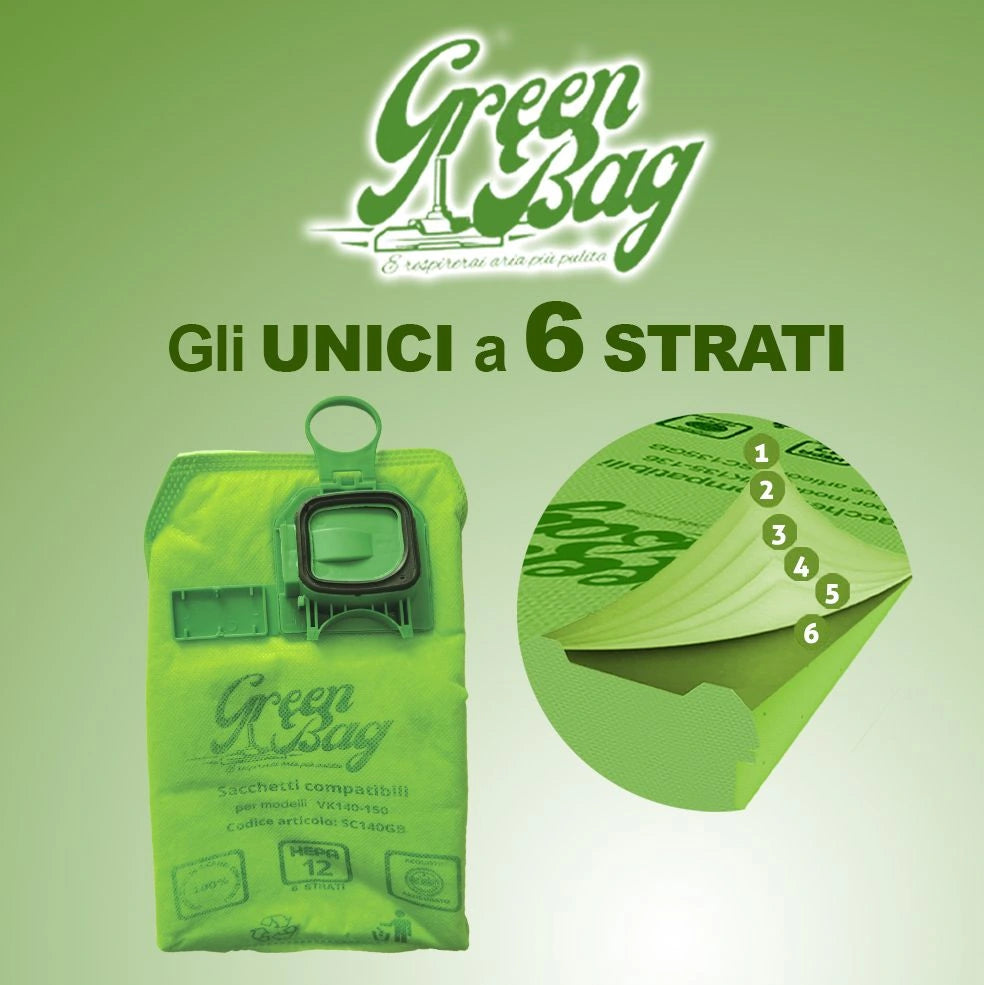 Sacchetto Green Bag Folletto VK140 | 6 Strati di Microfibra