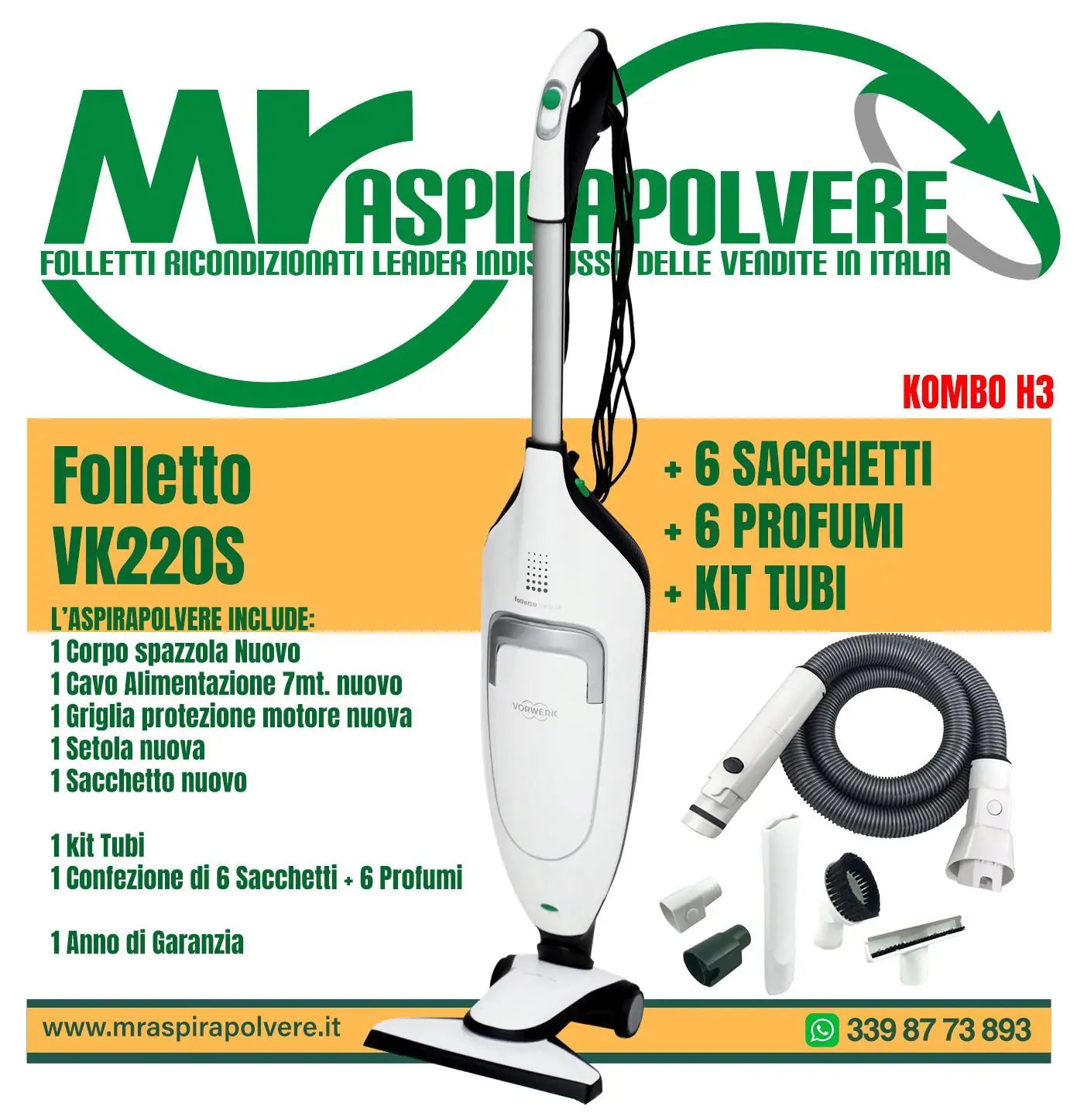 Combo H3 - folletto vk220s, hd60, tubi