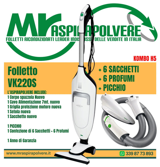 Combo H5 folletto vorwerk vk220s con picchio