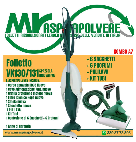 Combo Q Folletto VK130 VK131 con Tubi e Pulilava SP520