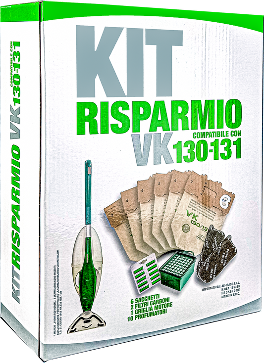Kit Risparmio VK130 VK131 con Sacchetti, Filtri e Profumatori