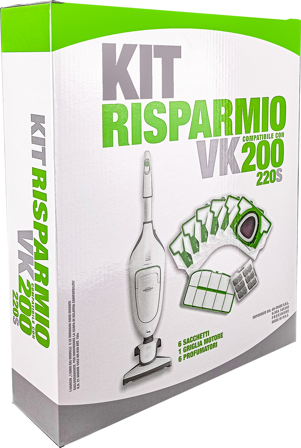 Kit Risparmio VK200 con Sacchetti, Profumatori e Griglia Motore