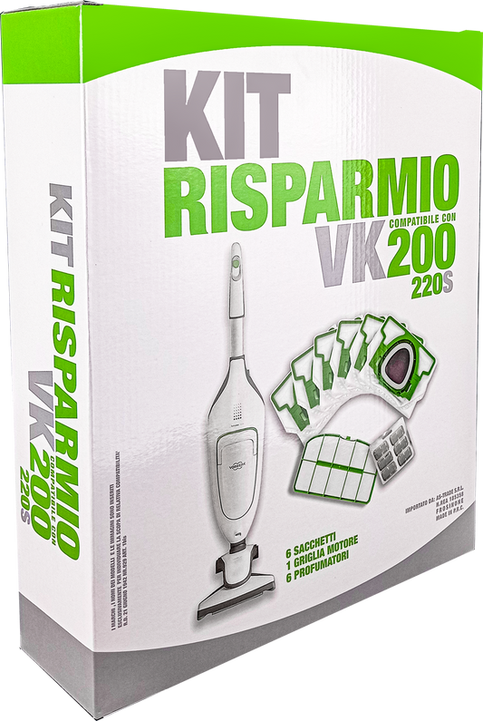 Kit Risparmio VK200 con Sacchetti, Profumatori e Griglia Motore