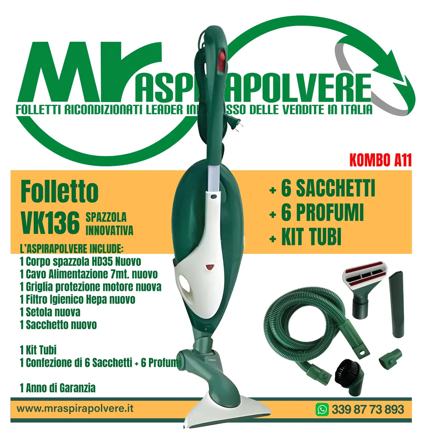 Combo A11 Folletto VK136 con Kit Tubi