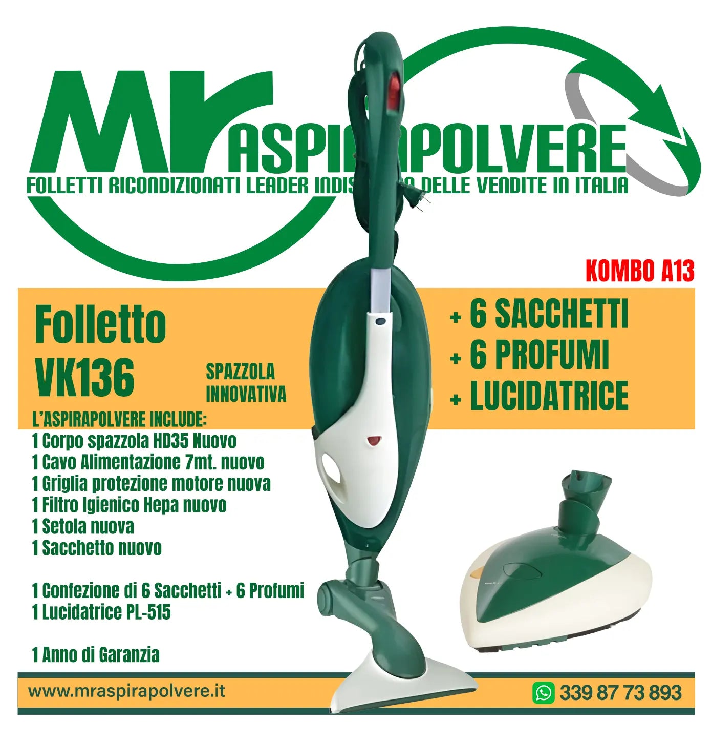 Combo A13 Folletto VK136 con Lucidatrice PL515