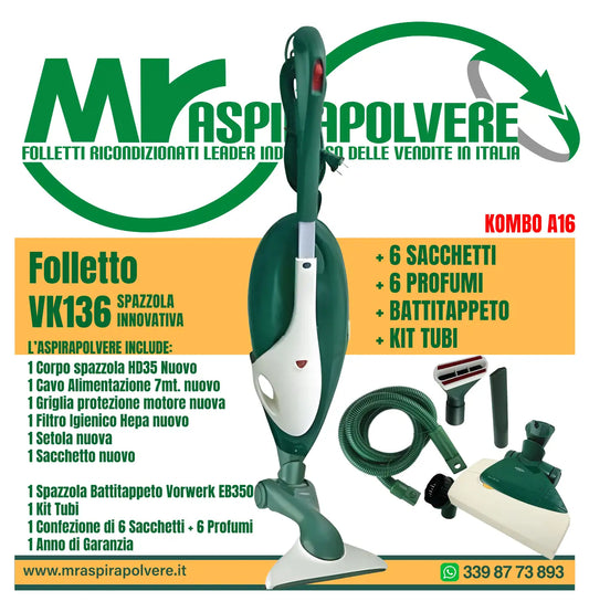 Combo A16 Folletto VK136 con Tubo e Battitappeto EB360