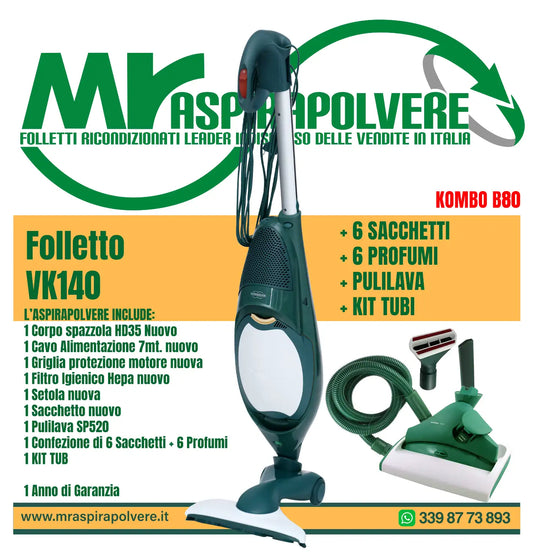 Combo B80 Folletto VK140 con Tubi e Pulilava SP520