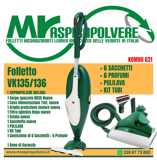 Kombo G21 Folletto VK136 con Tubi e Pulilava SP520