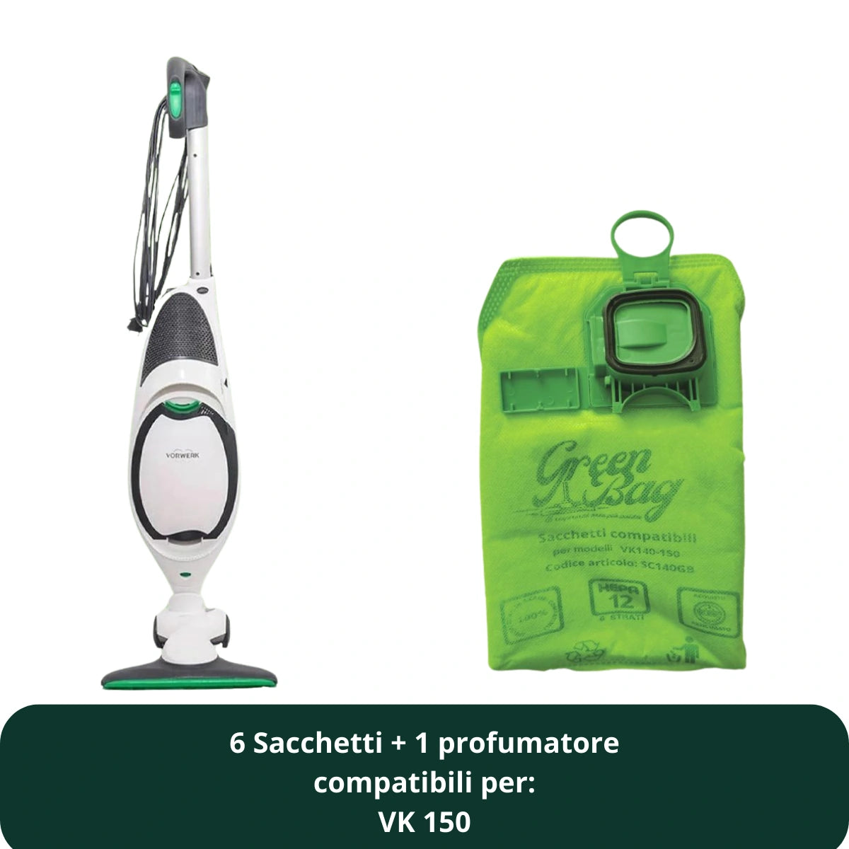 Sacchetto Green Bag Folletto VK150 | 6 Strati di Microfibra