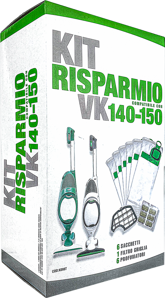 Kit Risparmio VK140 VK150 con Sacchetti, Profumatori e Filtro Griglia